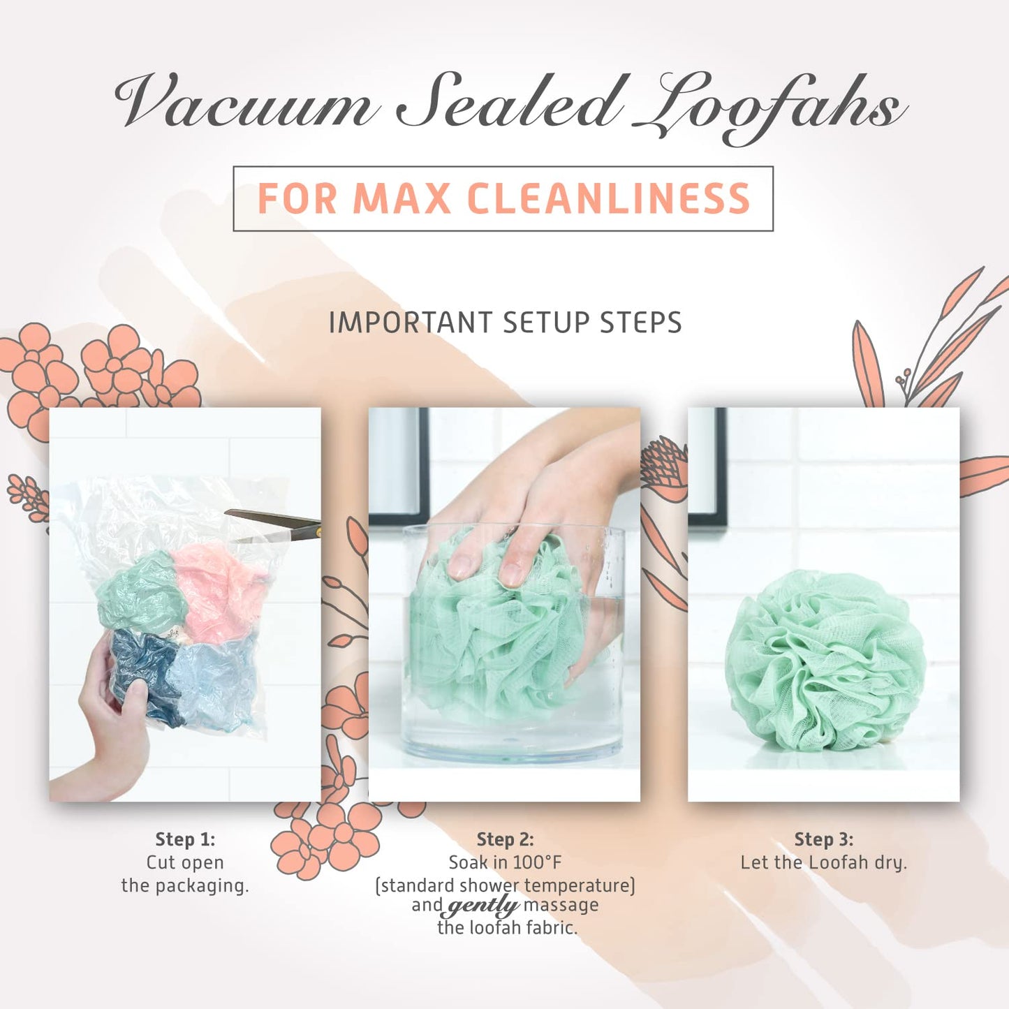 Spongentle Premium Deep Cleansing Loofah Sponge for Radiant Skin, Pack of 4, Bath and Shower, Exfoliating Body Scrubber, Beautiful Colors for Women Beauty & Personal Care Sunlite Sports