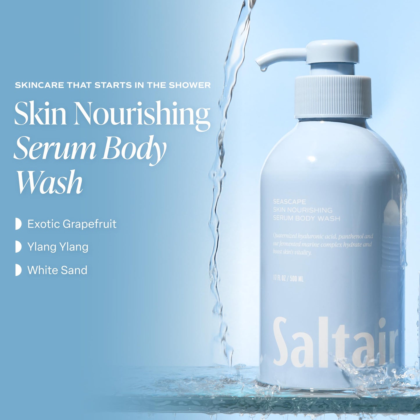 Saltair Body Wash 2-Pack - Moisturizing Body Wash with Hyaluronic Acid & Vitamin B5 - Scented Shower Gel for Women and Men - Seascape Scent, 2x 17oz Beauty & Personal Care Saltair