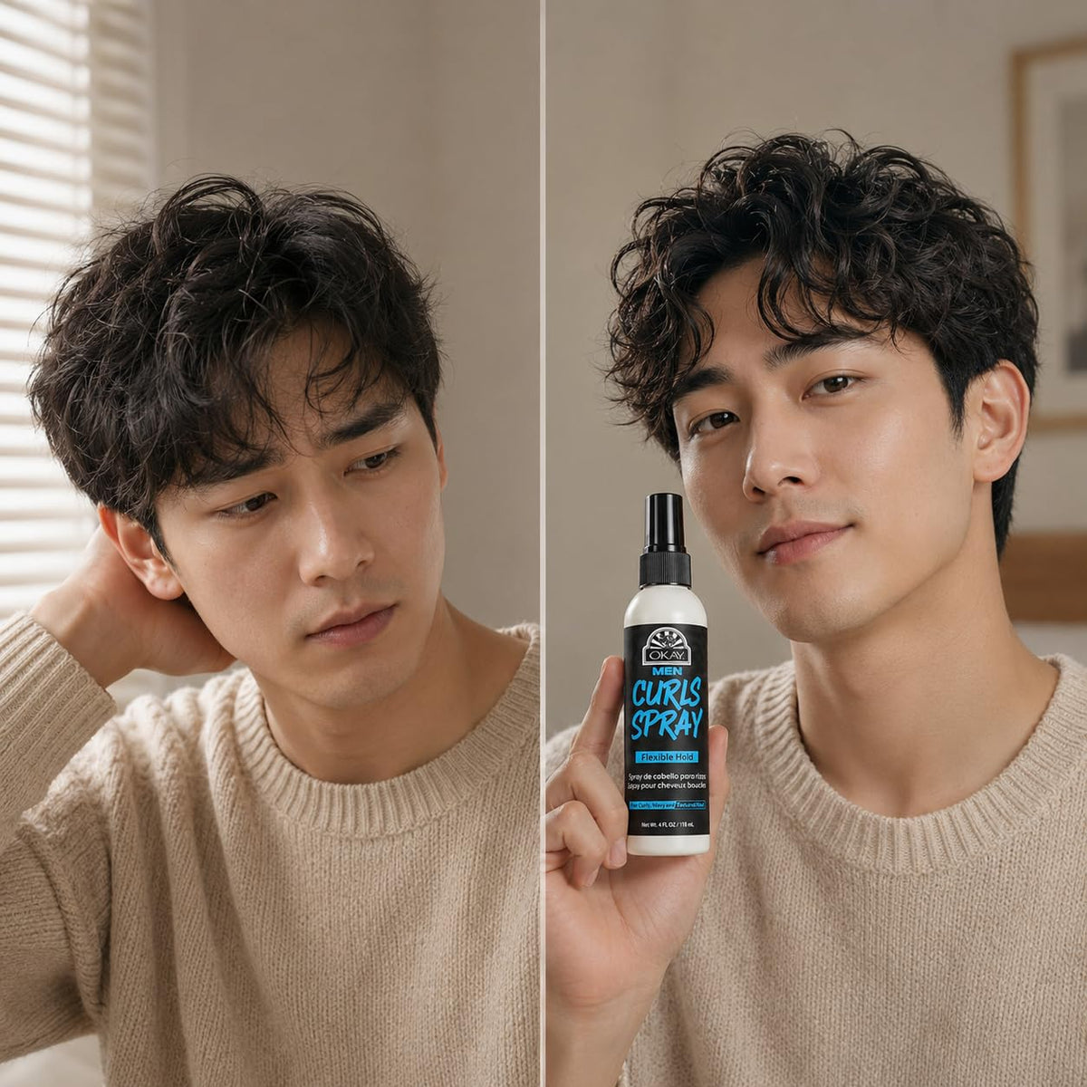 OKAY Men's Curl Refresh Spray 4 oz - Defines & Hydrates Curly Hair