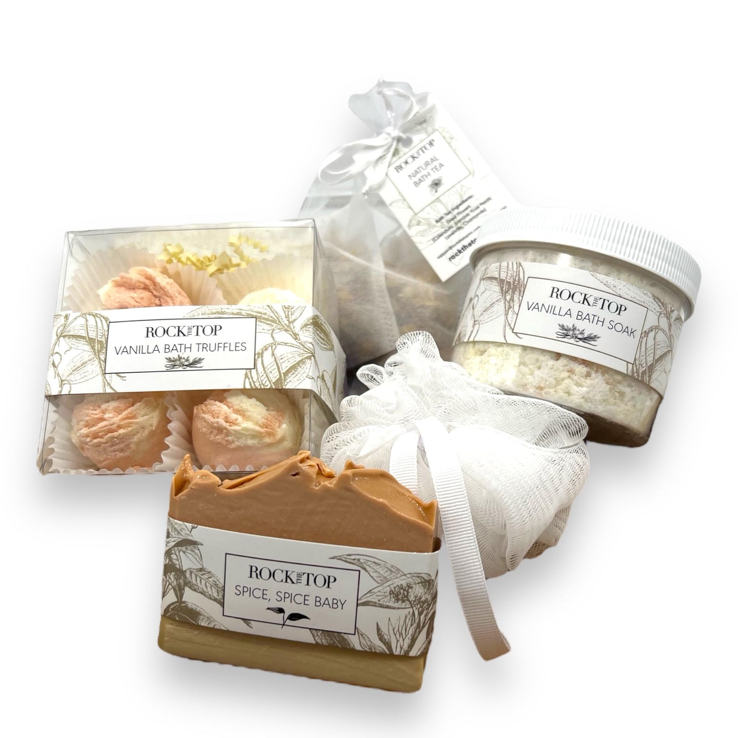 Rock the Top Relaxation Gifts for Women. 6 Self Care Gifts, Mineral-Rich Vanilla Bath Salt, Pumpkin Spice Bath Soap, Bath Bomb Truffles. Spa kit that Beauty and Personal Care Rock the Top