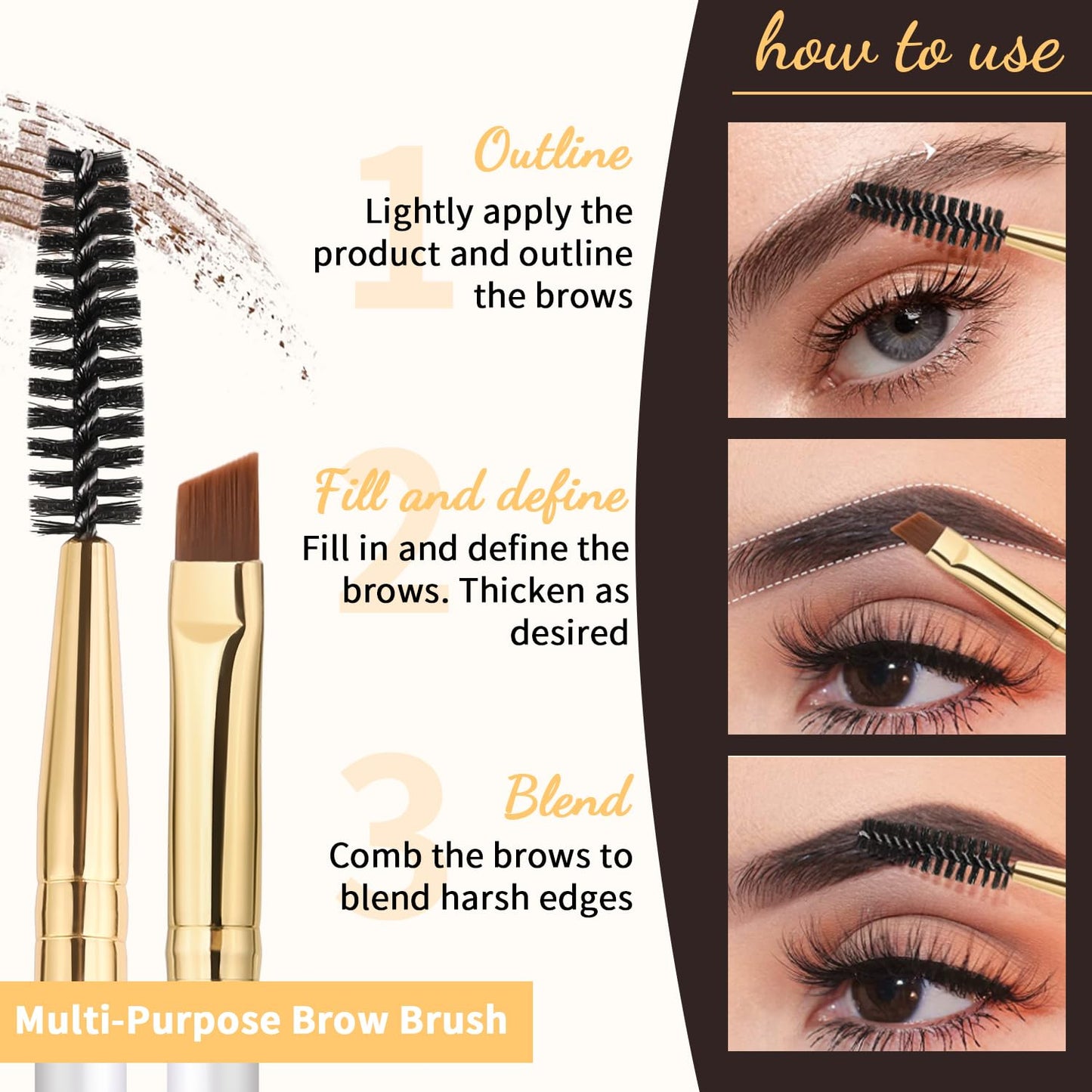 Docolor Eyebrow Brush Duo Eyebrow Spoolie Professional Angled Eye Brow Brush Perfect for Lining and Shaping Brows, Spoolie for Brows or Lashes White Beauty & Personal Care docolor