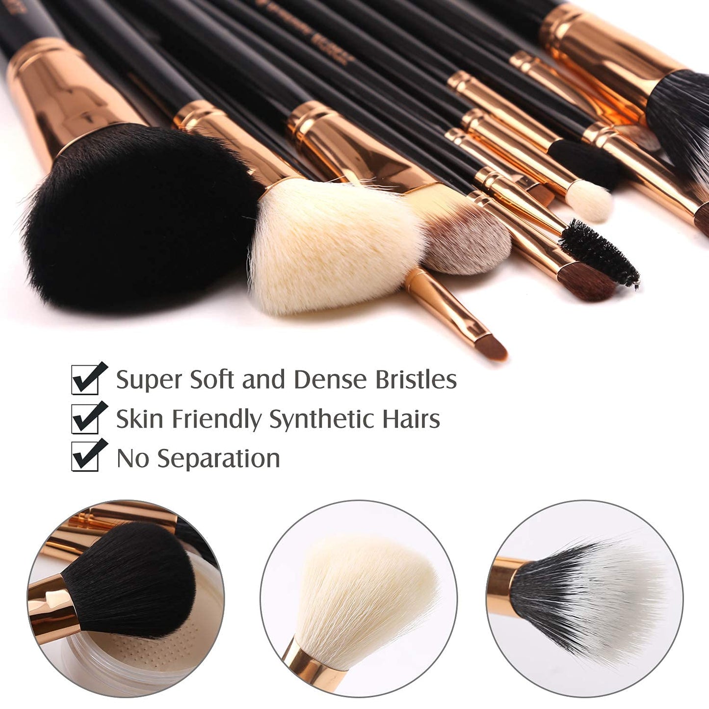 Z'OREYA Premium Travel makeup brush set 12 pieces essential Cosmetic tools Synthetic Hair Foundation Powder Eye Cosmetic brushes With Black Holder Beauty & Personal Care Z'OREYA