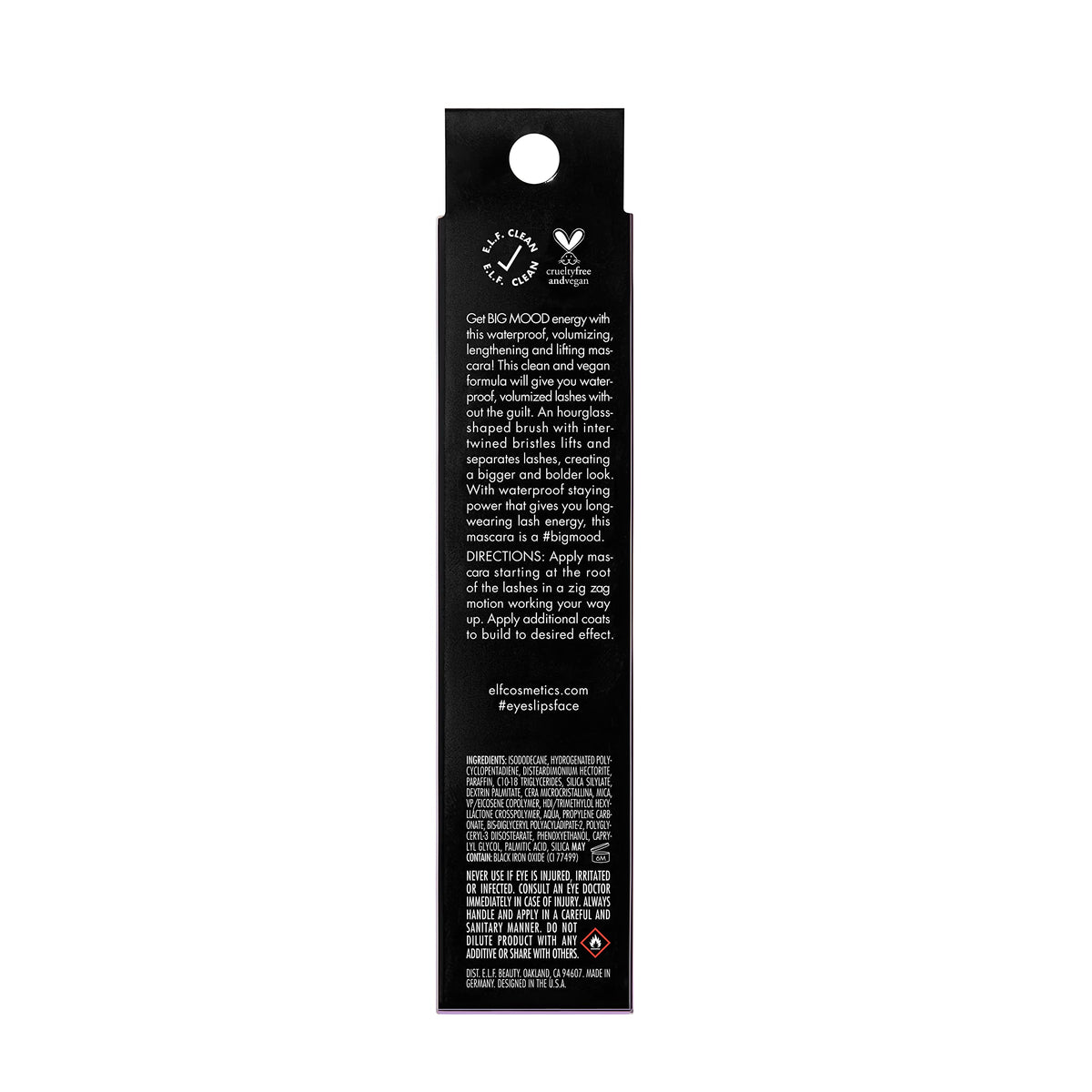 e.l.f. Big Mood Waterproof Mascara, Instantly Creates Long-Lasting, Bold & Lifted, Voluminous Lashes, Infused with Jojoba Wax, Black, 0.30 fl Oz Beauty & Personal Care e.l.f.