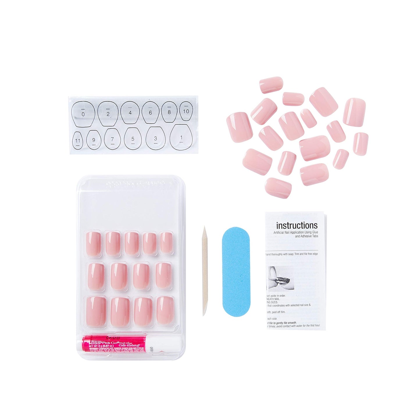 Kiss Nails GEL FANTASY Short Design Nails w/Adhesive Tabs & Glue (KGN12-RIBBONS) (1 PACK) Beauty & Personal Care KISS