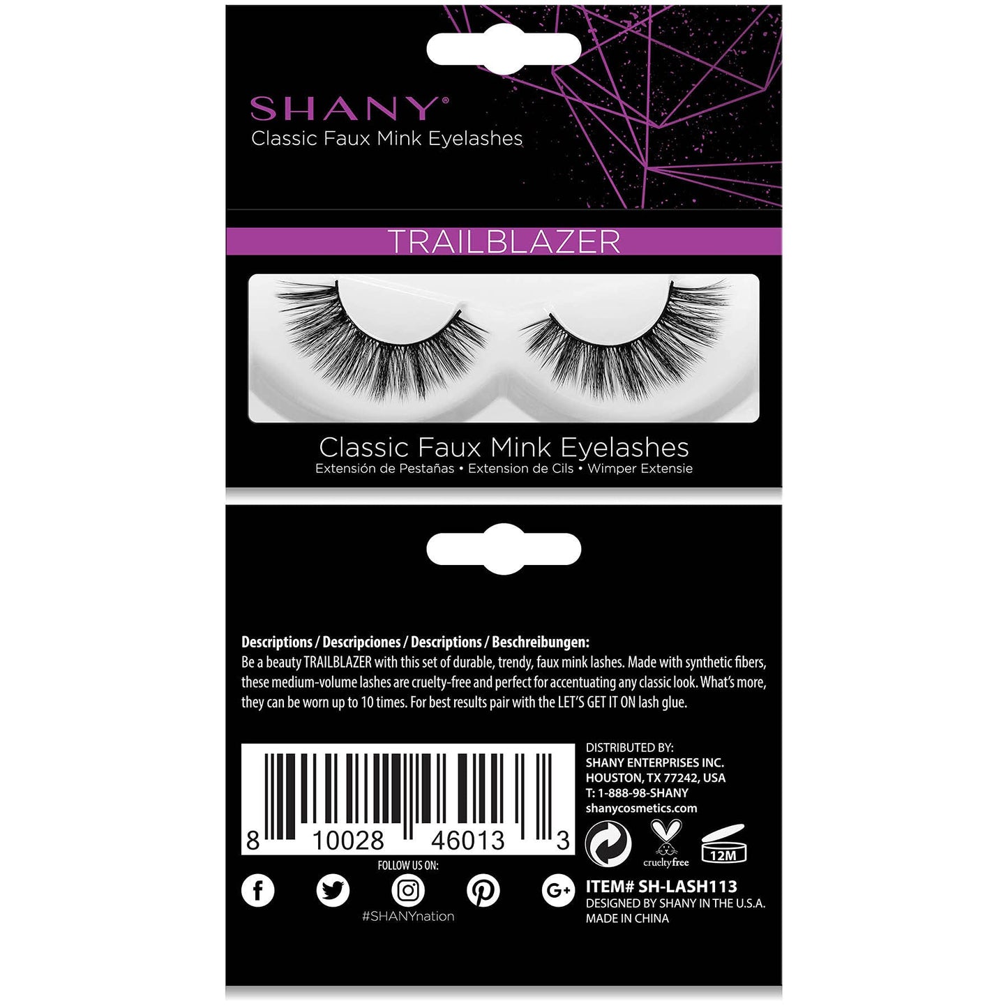 SHANY Classic Faux Mink Eyelashes - Durable Single Pair 3D Reusable Fluffy and Soft Strip Lash with Medium Volume - TRAILBLAZER Beauty & Personal Care SHANY