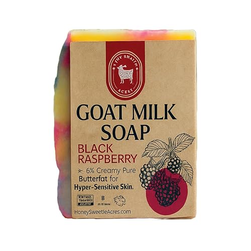 Honey Sweetie Acres Black Raspberry Goat Milk Soap - Handmade 5 oz Bar, Made with Natural Ingredients, Moisturizing & Gentle, Made in the USA (Black Beauty & Personal Care Honey Sweetie Acres