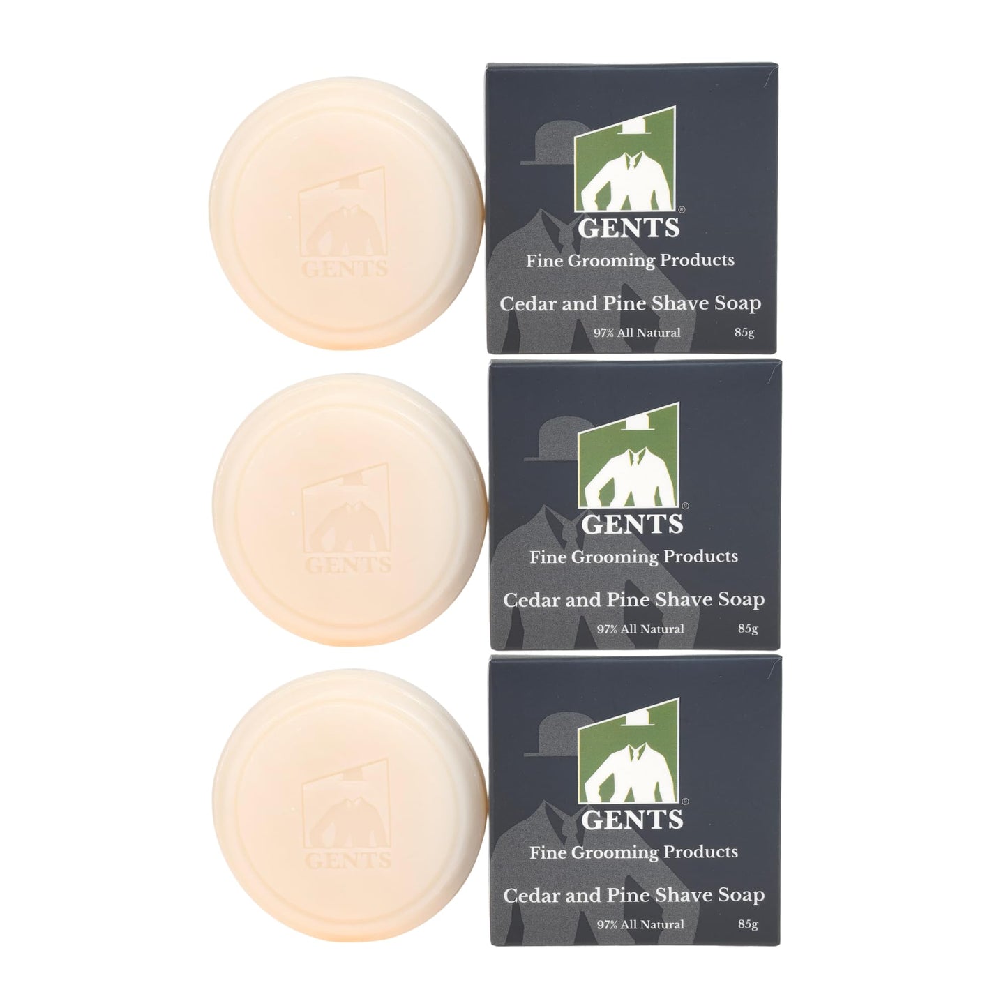 GENTS Men's Cedar and Pine Shaving Soap with Shea Butter and Glycerin, Pack of 3 (3oz Each) Beauty and Personal Care G.B.S