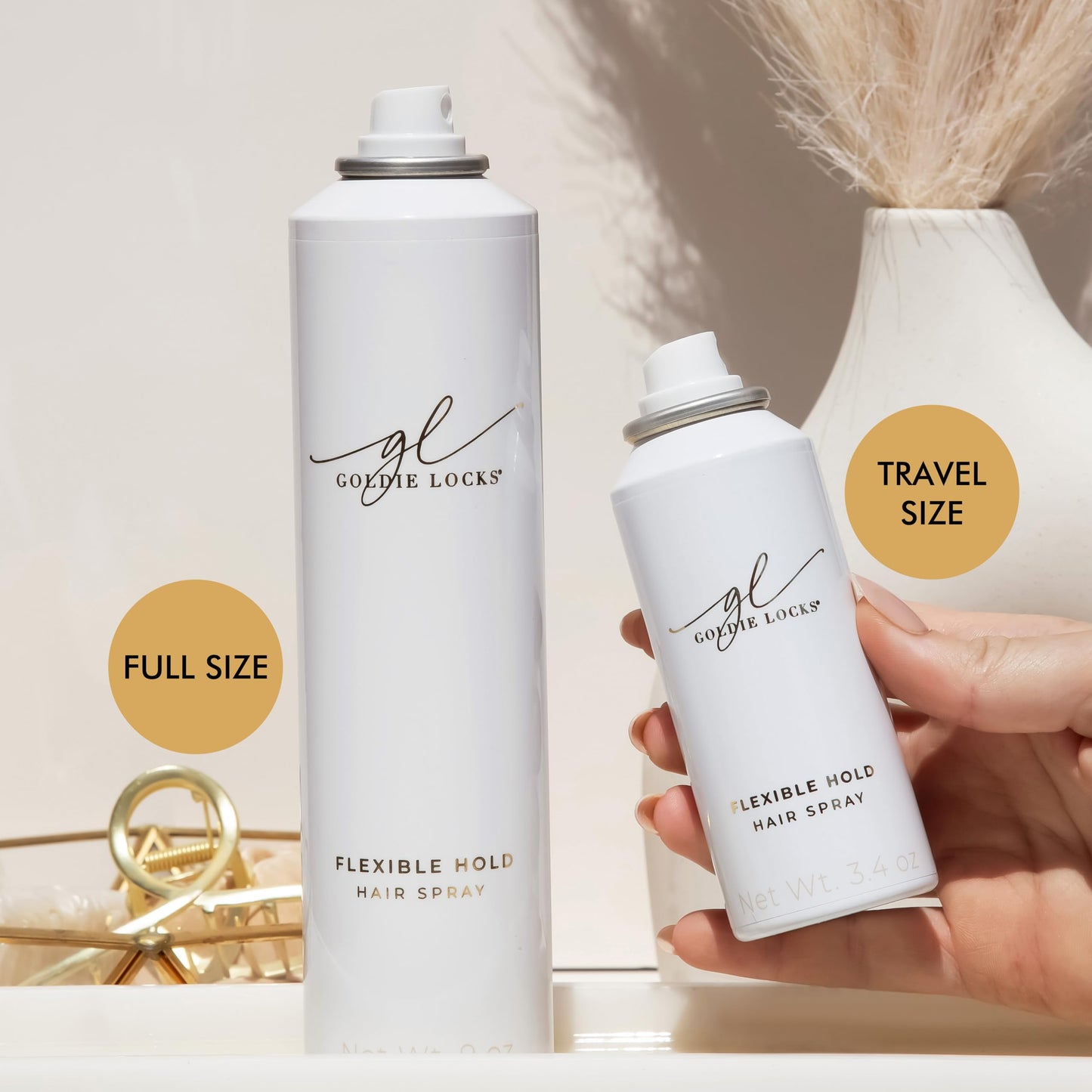 Goldie Locks Travel Size Flexible Hold Hairspray - 3.4 fl oz - Lightweight, All-Day Hold & Brushable Finish - Humidity Resistant - Safe for Extensions Beauty & Personal Care Goldie Locks