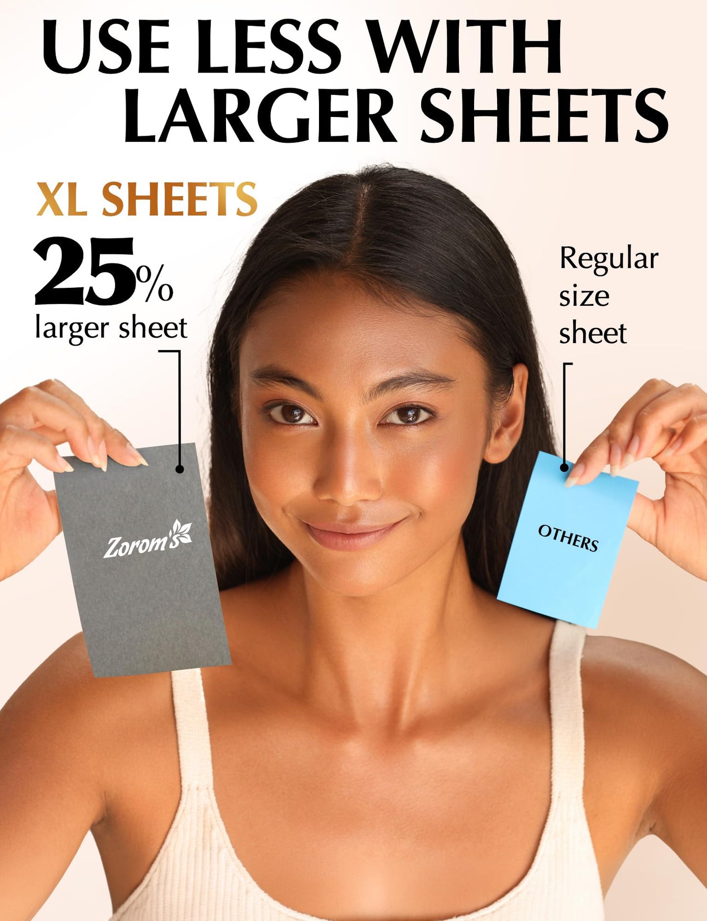 Natural Oil Blotting Sheets for Face with Bamboo Charcoal - 25% Larger - 6pk/600 Makeup Friendly Oil Absorbing Sheets for Face - Easy Dispensing Beauty and Personal Care ZOROM'S