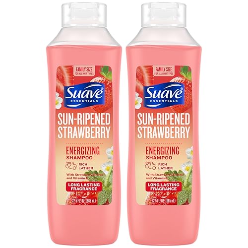 Suave Shampoo, Sun-Ripened Strawberry Family-Size 2-Pack - Energizing Shampoo with Strawberry Extract & Vitamin E, 22.5 Oz Ea Beauty & Personal Care Suave