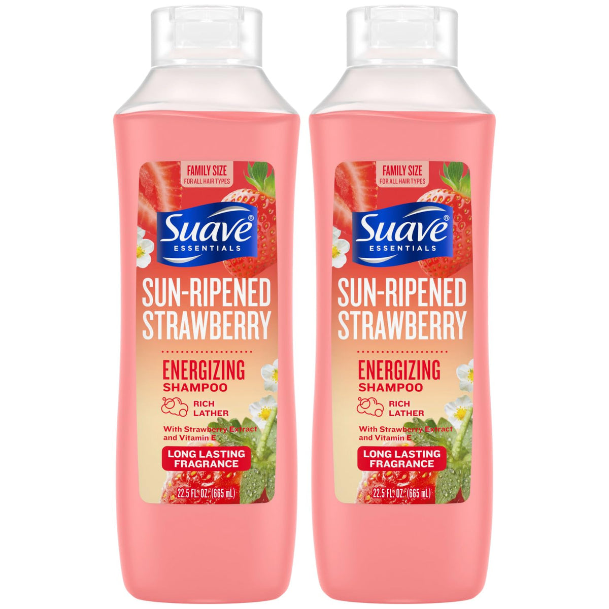 Suave Shampoo, Sun-Ripened Strawberry Family-Size 2-Pack - Energizing Shampoo with Strawberry Extract & Vitamin E, 22.5 Oz Ea Beauty & Personal Care Suave