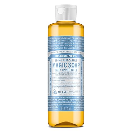 Dr. Bronner's Pure-Castile Magic Liquid Soap (Baby Unscented, 8 Ounce)- Made with Regenerative Organic Certified Oils, For Face, Body Wash, Baby Soap Beauty & Personal Care Dr. Bronner's