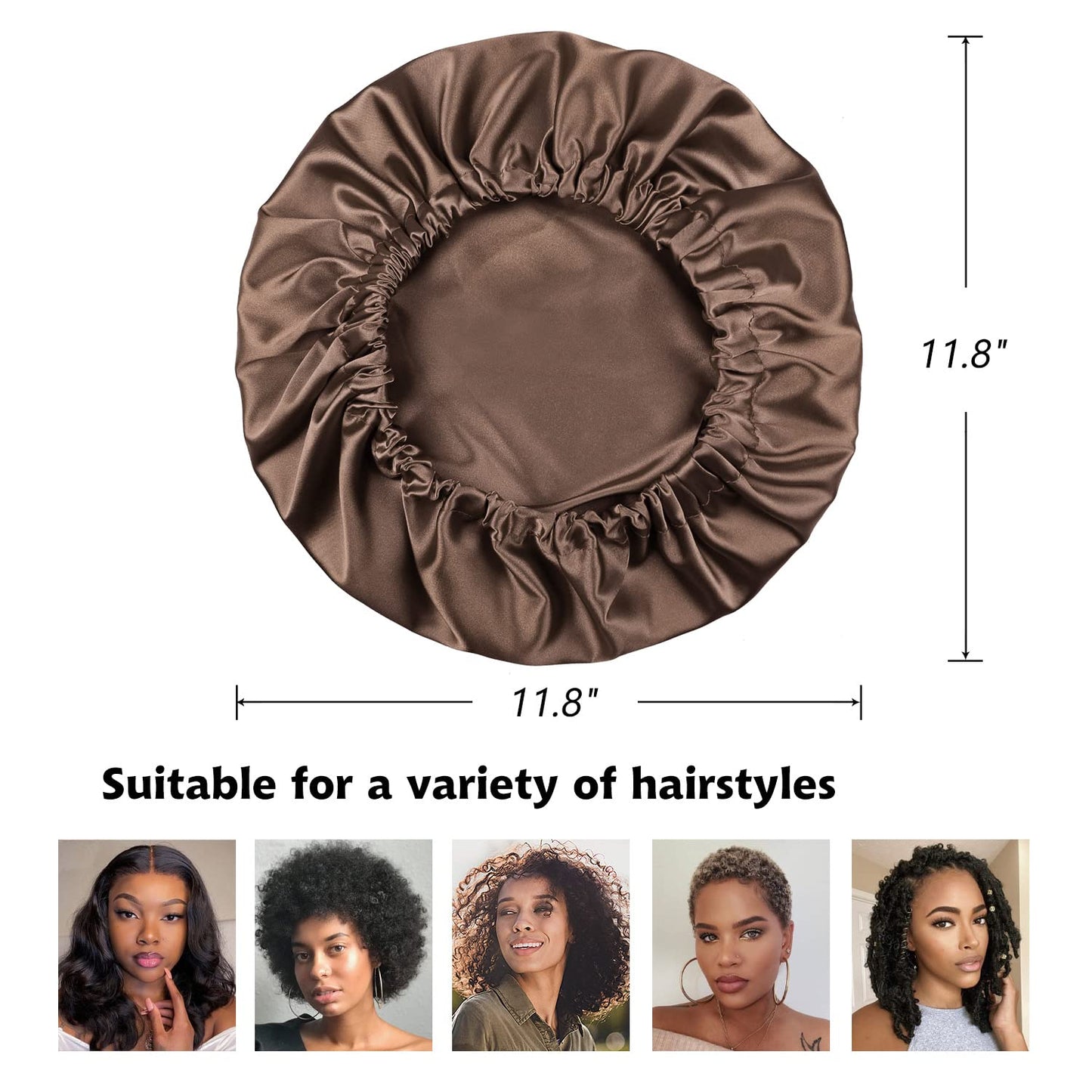 Adjustable Satin Lined Sleeping Cap for Men and Women Reversible Night Hat Brown Beauty and Personal Care Alnorm