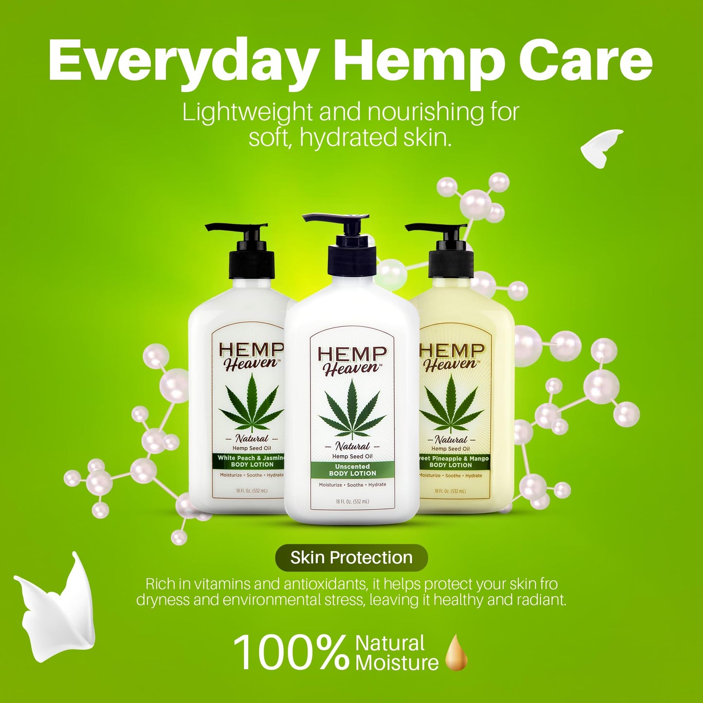 Hemp Heaven Hemp Lotion - Natural Hemp Seed Oil, Paraben-Free, 18 oz, Made in USA, Nourishing for Men & Women, EWG Verified, Anti-Aging (Unscented) Beauty & Personal Care Hemp Heaven