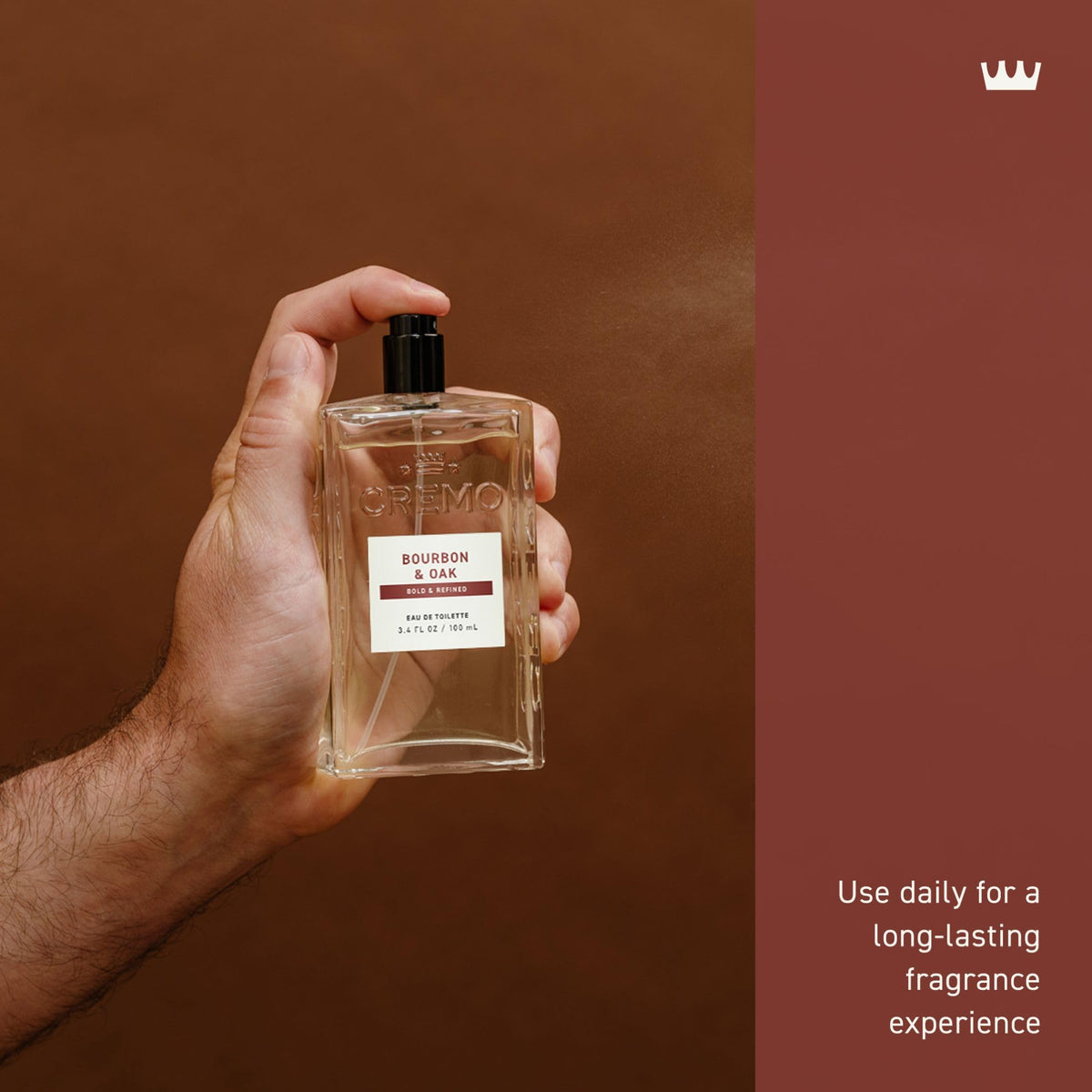 Cremo Cologne For Men - Bourbon & Oak Mens Cologne Spray, A Sophisticated Blend of Distiller’s Spice, Fine Bourbon and White Oak, Multi-Layered Beauty & Personal Care Cremo