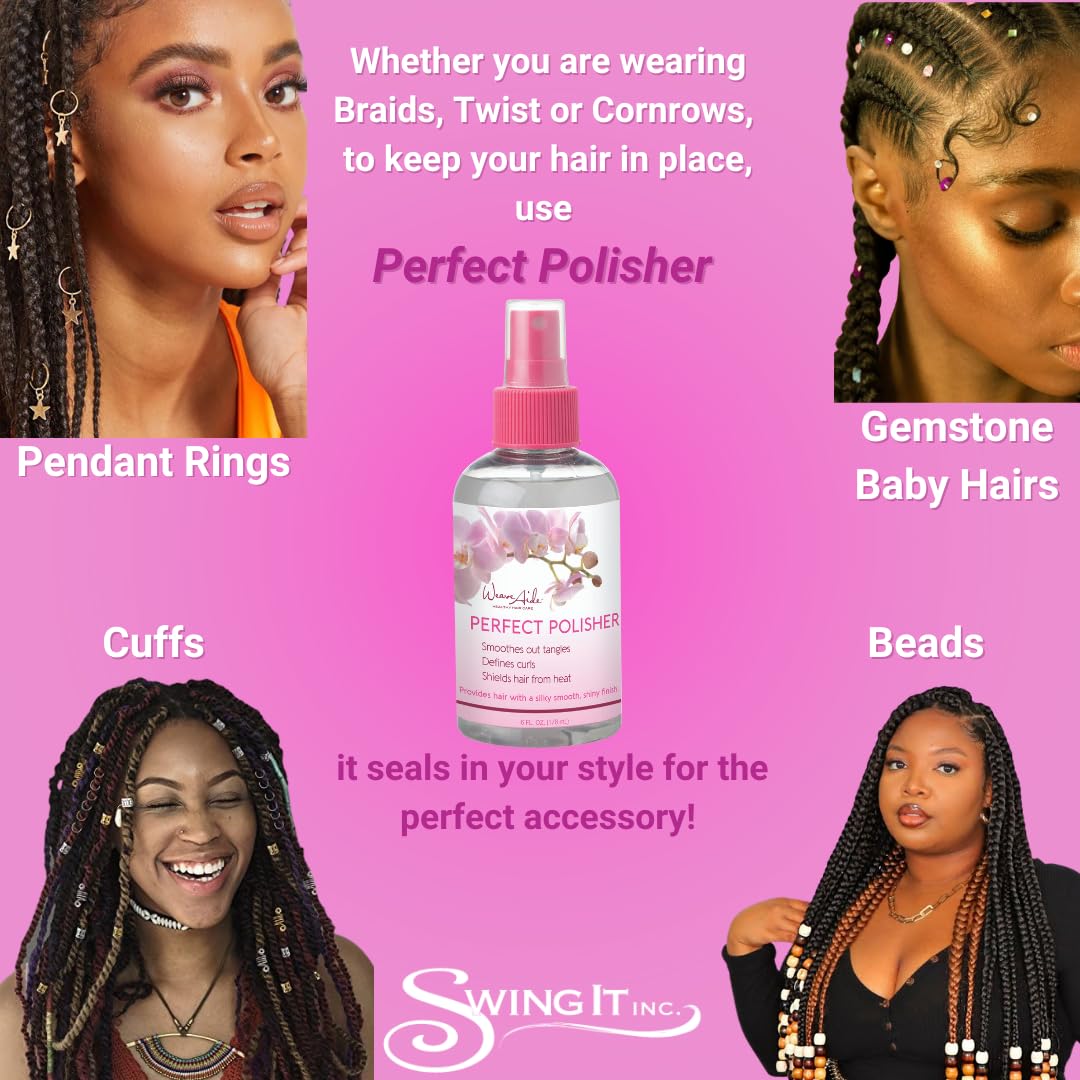 Weave Aide Perfect Polisher 6 oz. Protects hair from heat. Nourish & shine, for dry hair, dull hair, Provides moisture shine spray. Beauty & Personal Care Swing It Inc