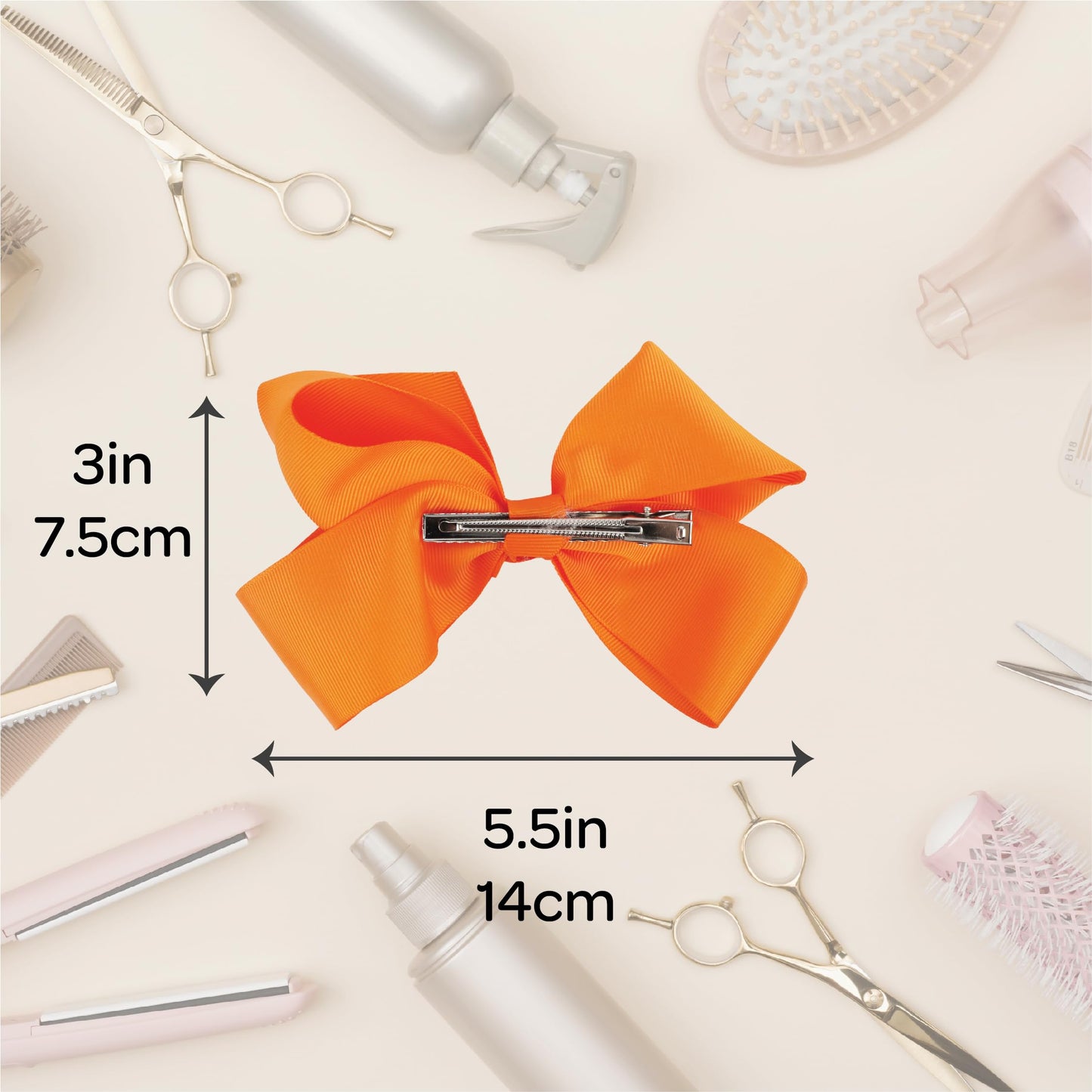 5.5 Inch Grosgrain Hair Bow Clip For Women And Girls (Light Orange) Beauty & Personal Care Motique Accessories