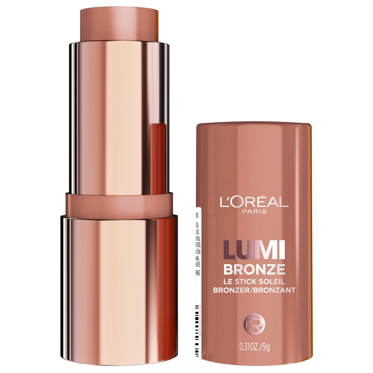 L'Oreal Paris Lumi Bronze Le Stick Soleil Bronzer Stick, Cream-To-Powder Bronzer For A Sunkissed Face Makeup Glow, 100 Sunkissed Rosé