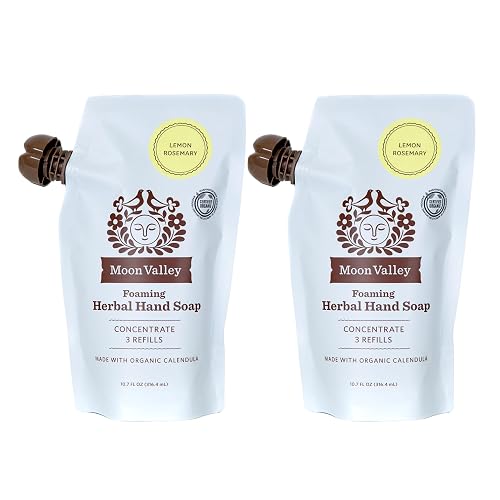 Moon Valley Foaming Hand Soap Refill Pouch, Two-Pack Lemon Rosemary Soap, Vegan and Non-GMO, Environmentally Friendly Option Beauty & Personal Care Moon Valley Organics