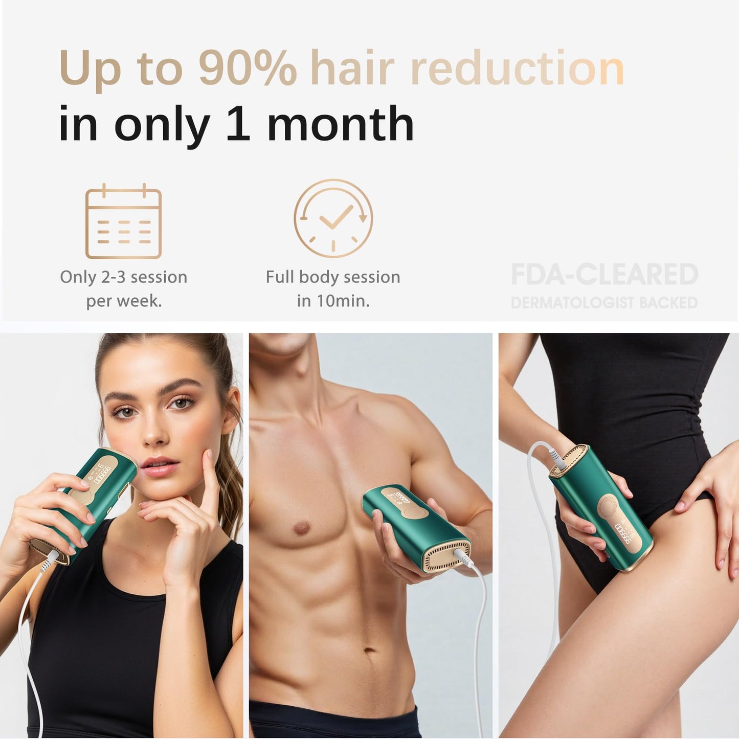 IPL Laser Hair Removal Device for Women & Men - Safe At-Home 45°F Ice-Cooling Contact for Painless & Long-Lasting Results, 86% Less Hair In 3 Weeks Beauty and Personal Care AMOTAOS