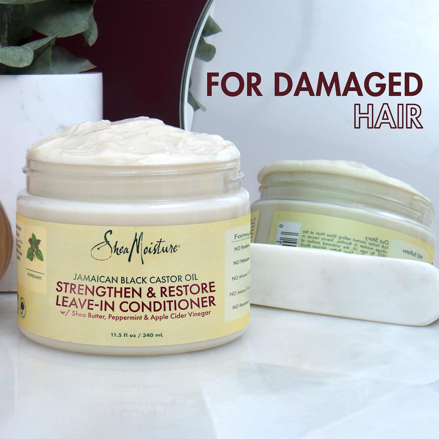 Shea Moisture Leave in Conditioner, 100% Pure Jamaican Black Castor Oil Strengthen & Restore for Healthy Hair Growth, Vitamin E, Curly Hair Products Beauty & Personal Care SheaMoisture