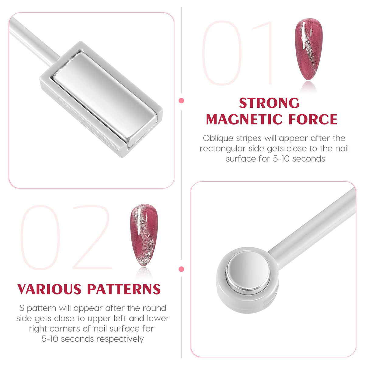 Frcolor Double-head Magic Magnet Stick For 3D Magnetic Cat Eye Gel Nail Polish Nail Art Manicure Tool Beauty & Personal Care FRCOLOR