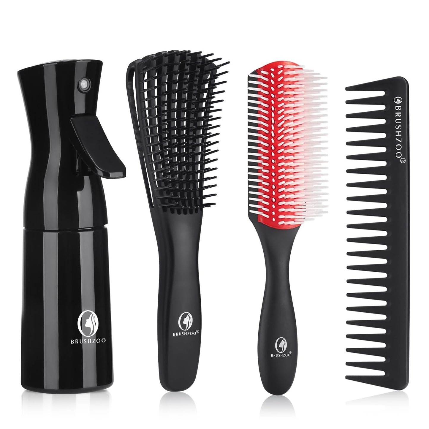 O BRUSHZOO Hair Brush Set, Detangler Brush for Natural 3/4abc Curly Hair, Hair Brushes for Women Men Kids Detangling Styling with Spray Bottle Beauty & Personal Care O BRUSHZOO