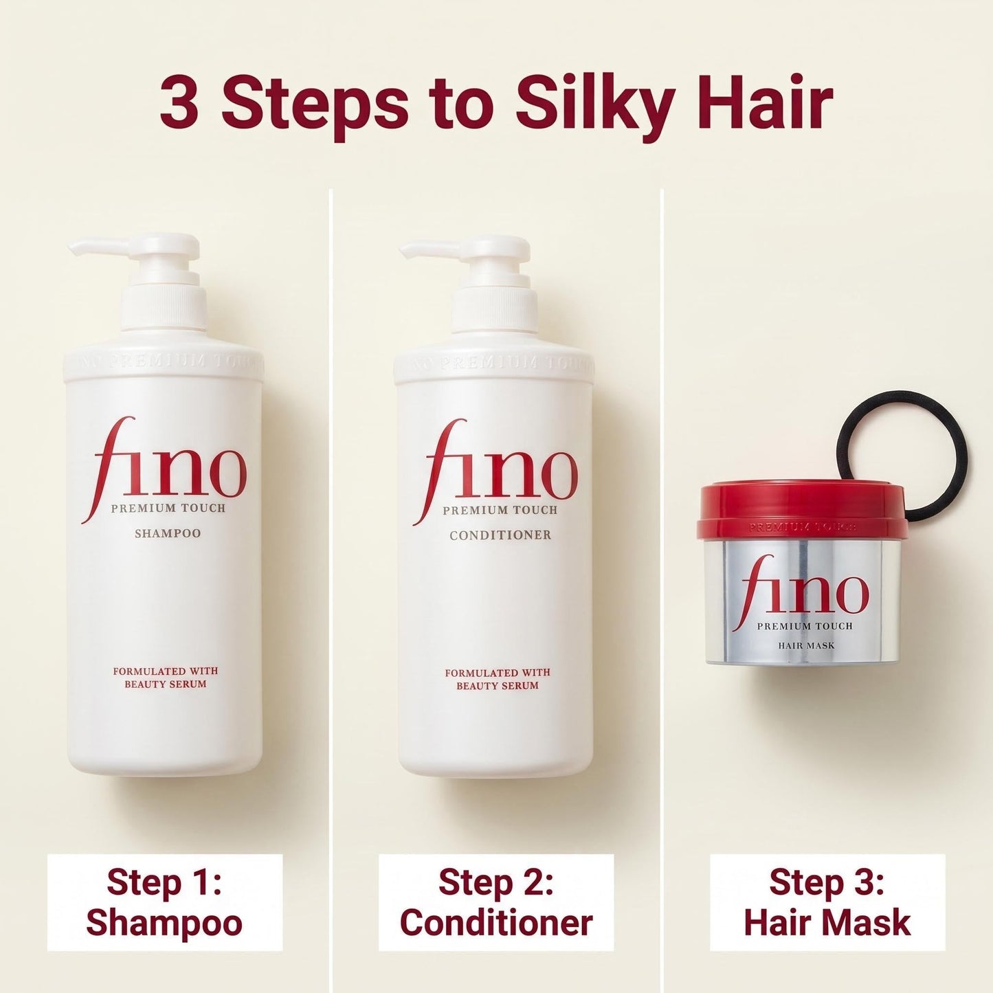 TJ SIGNATURE Fino Premium Touch Hair Care Set - Shampoo (550ml), Conditioner (550ml) & Mask (230g) - 4-Piece J-Beauty System for Dry Damaged Hair Beauty & Personal Care TJ SIGNATURE