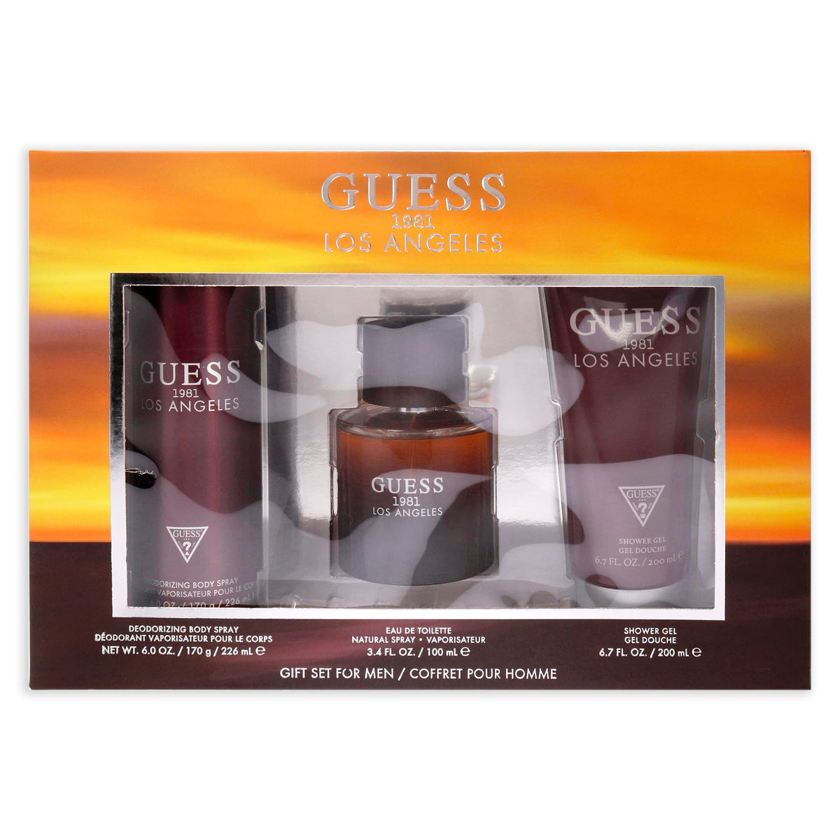 Guess 1981 Los Angeles 3 Pc Gift Set 3.4oz EDT Spray, 6.0oz Body Spray, 6.7oz Shower Gel GIFTSET