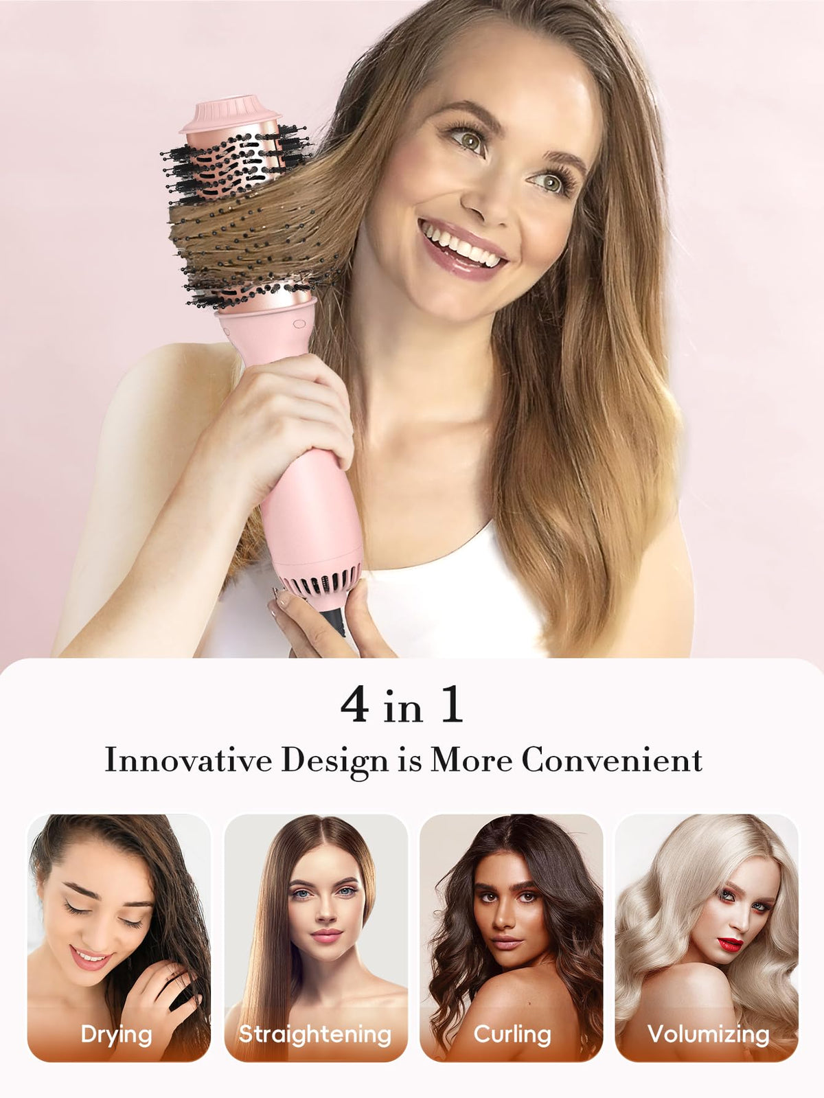LANDOT Hair Blow Dryer Brush One-Step Hot Air Volumizer for Smooth Blowout