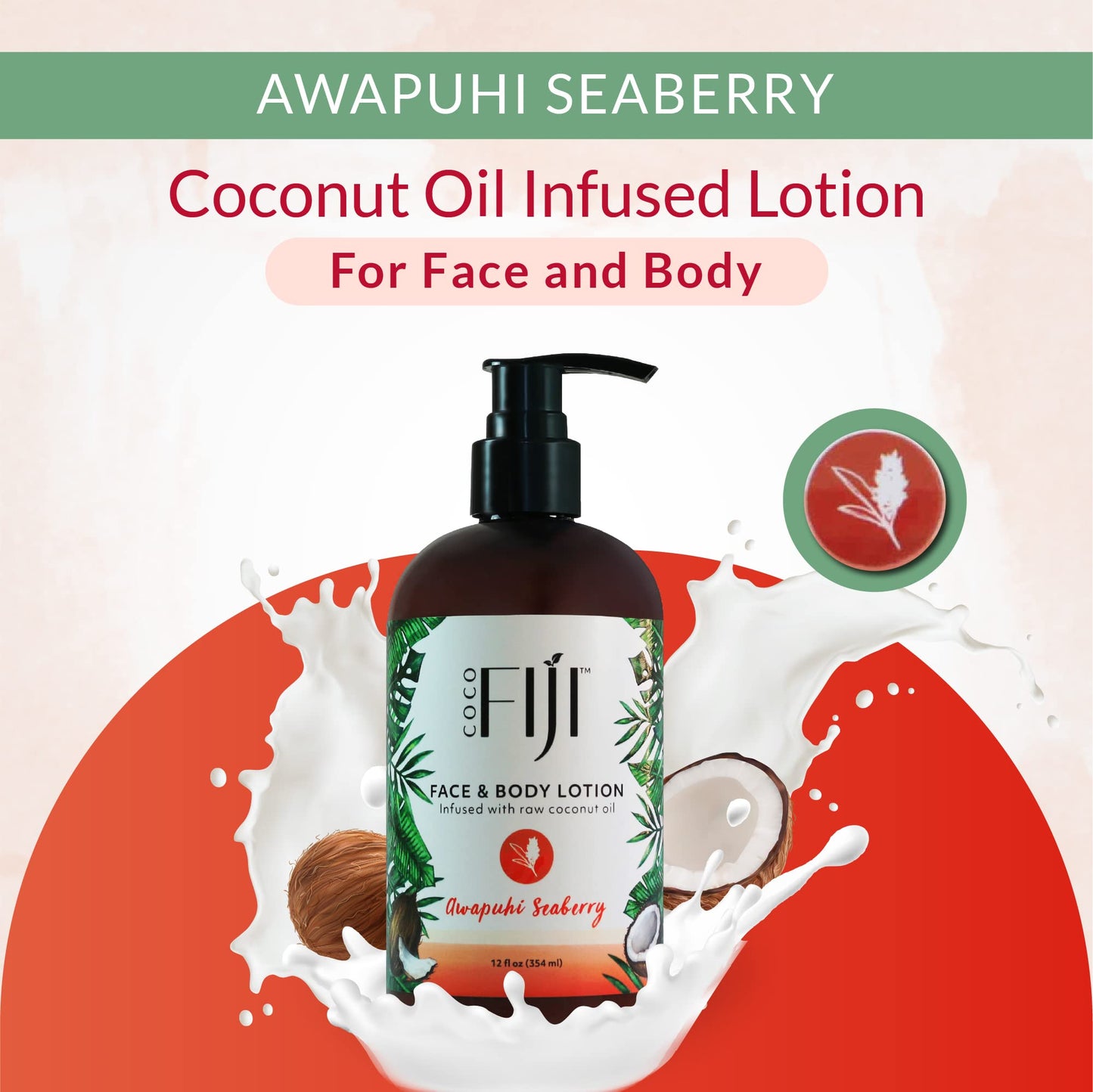 Coco Fiji Face & Body Lotion Infused With Coconut Oil | Lotion for Dry Skin | Moisturizer Face Cream & Massage Lotion for Women & Men | Awapuhi Beauty & Personal Care Organic Fiji