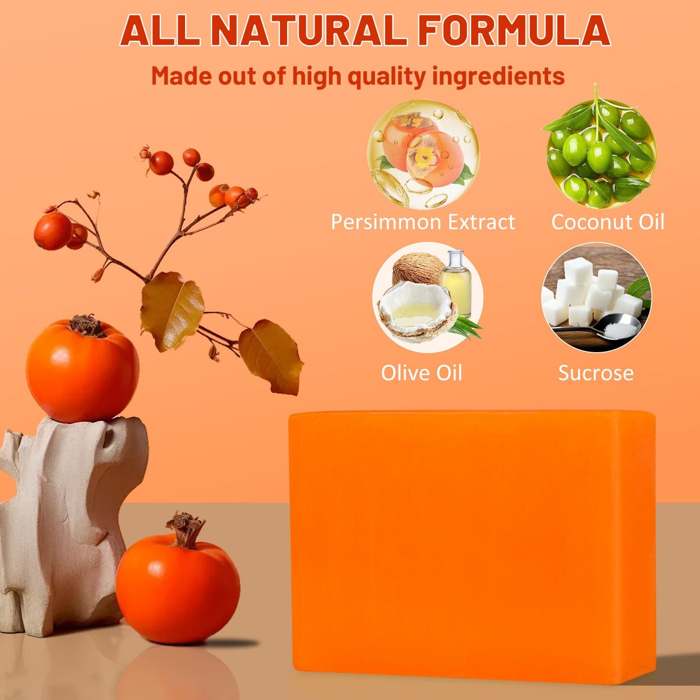 yoniagood 2 PCS Persimmon Soap Bar for Old People Smell, Natural Body Odor Control Bar Soap for Men & Women Deodorizing, Handmade Bath Bar Soap Beauty & Personal Care yoniagood