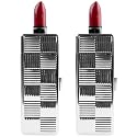 Stephanie Imports Set of 2 Rectangular Vintage Lipstick Cases With Glass Mirror (Silver Checker) Beauty & Personal Care Stephanie Imports