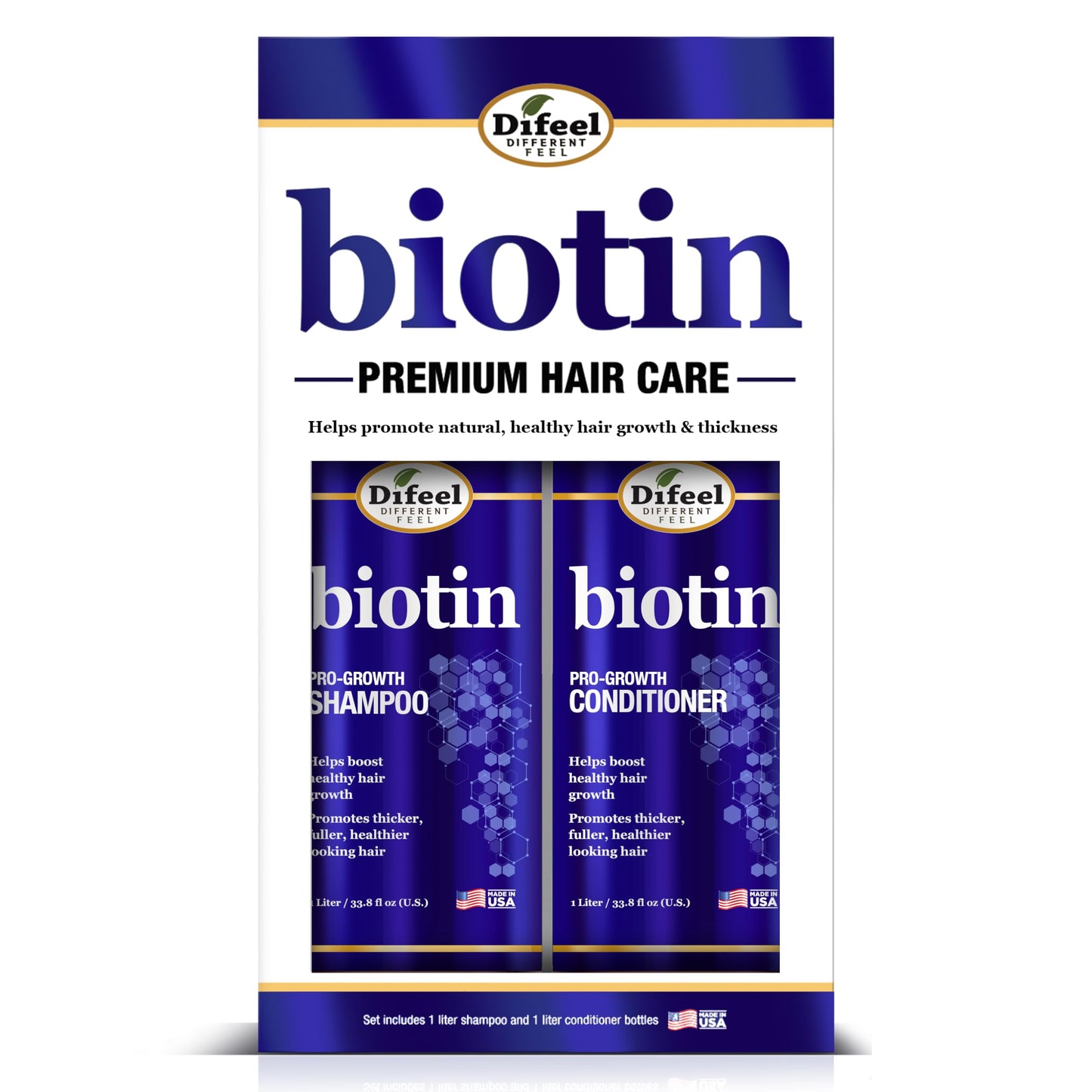 Difeel Elevated Biotin Shampoo & Conditioner LARGE 33.8oz 2-PC Gift Set - Shampoo and Conditioner for Thinning Hair and Hair Loss, Sulfate Free Beauty & Personal Care Difeel