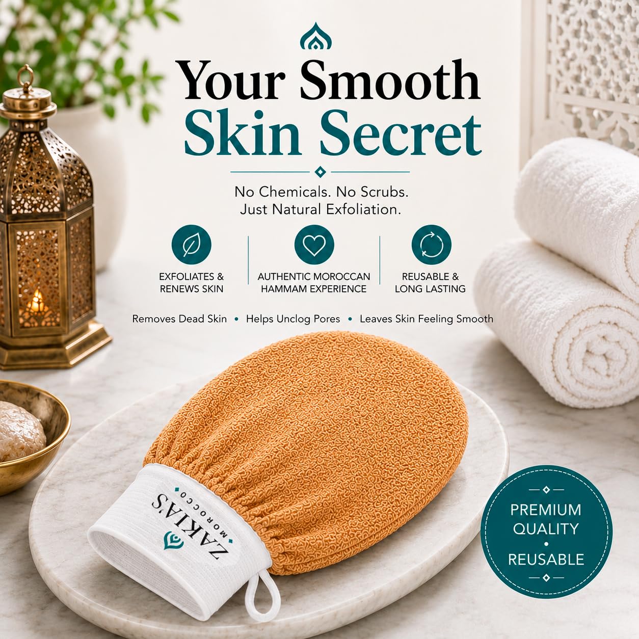 Original Kessa Exfoliating Glove - Salmon Beige - Microdermabrasion Exfoliating Mitts, Removes unwanted dead skin, dirt and grime and Keratosis Beauty and Personal Care Zakia's Morocco