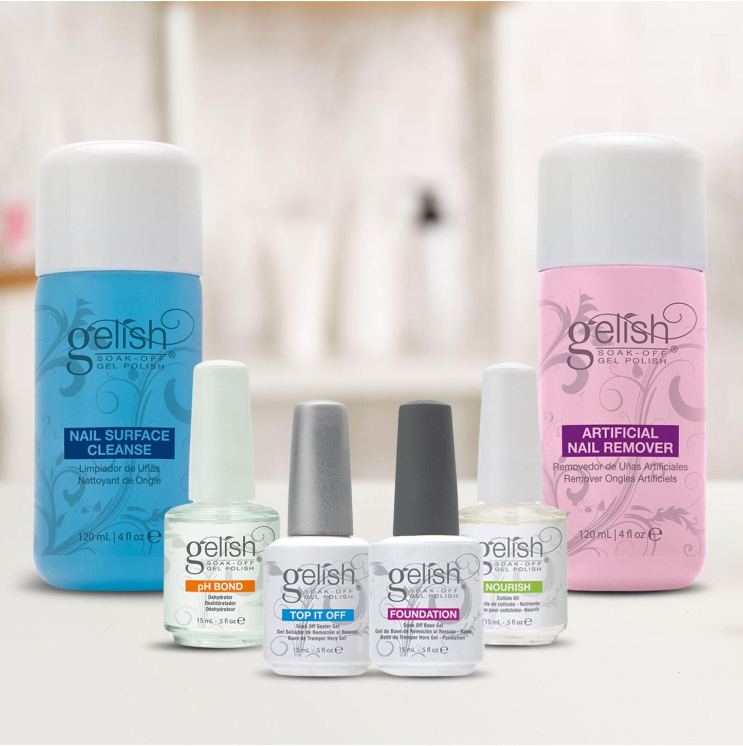 Gelish Full Size Gel Nail Polish Soak Off Remover and Cleanser Basic Care Kit Beauty & Personal Care Gelish