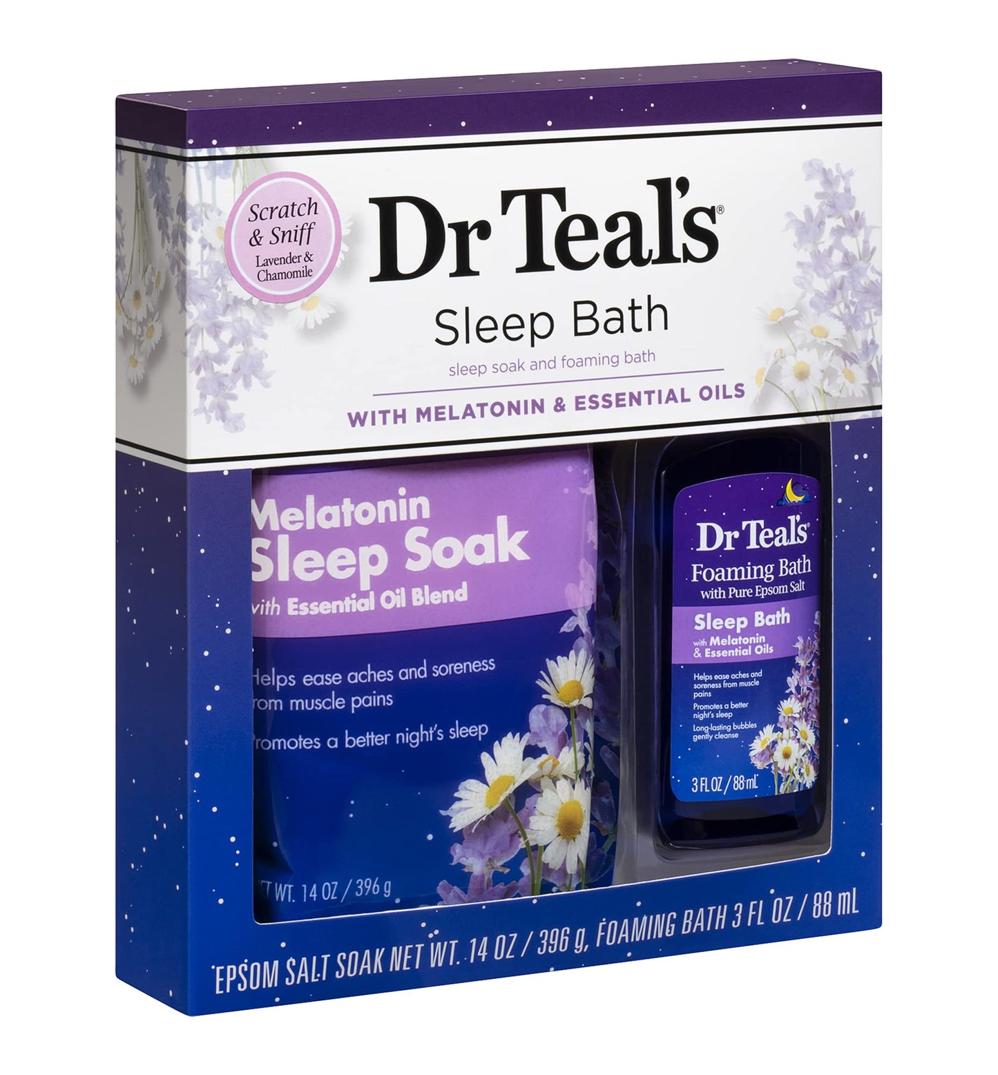 Dr Teal's Melatonin Sleep Soak Epsom Salt Solution and Foaming Bath Gift Set Beauty and Personal Care Dr Teal's