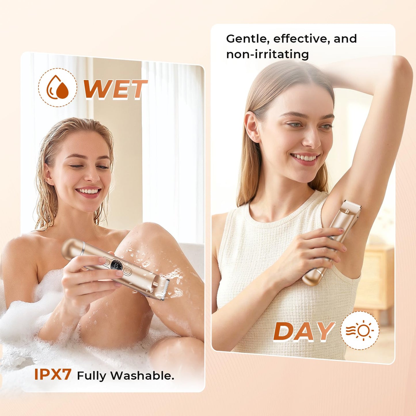 Bikini Trimmer for Women, 4 in 1 Electric Razors for Women - Dual Head, Wet & Dry Use Pubic Body Hair Trimmer Electric Shavers, Rechargeable Womens Beauty and Personal Care WEQOEE