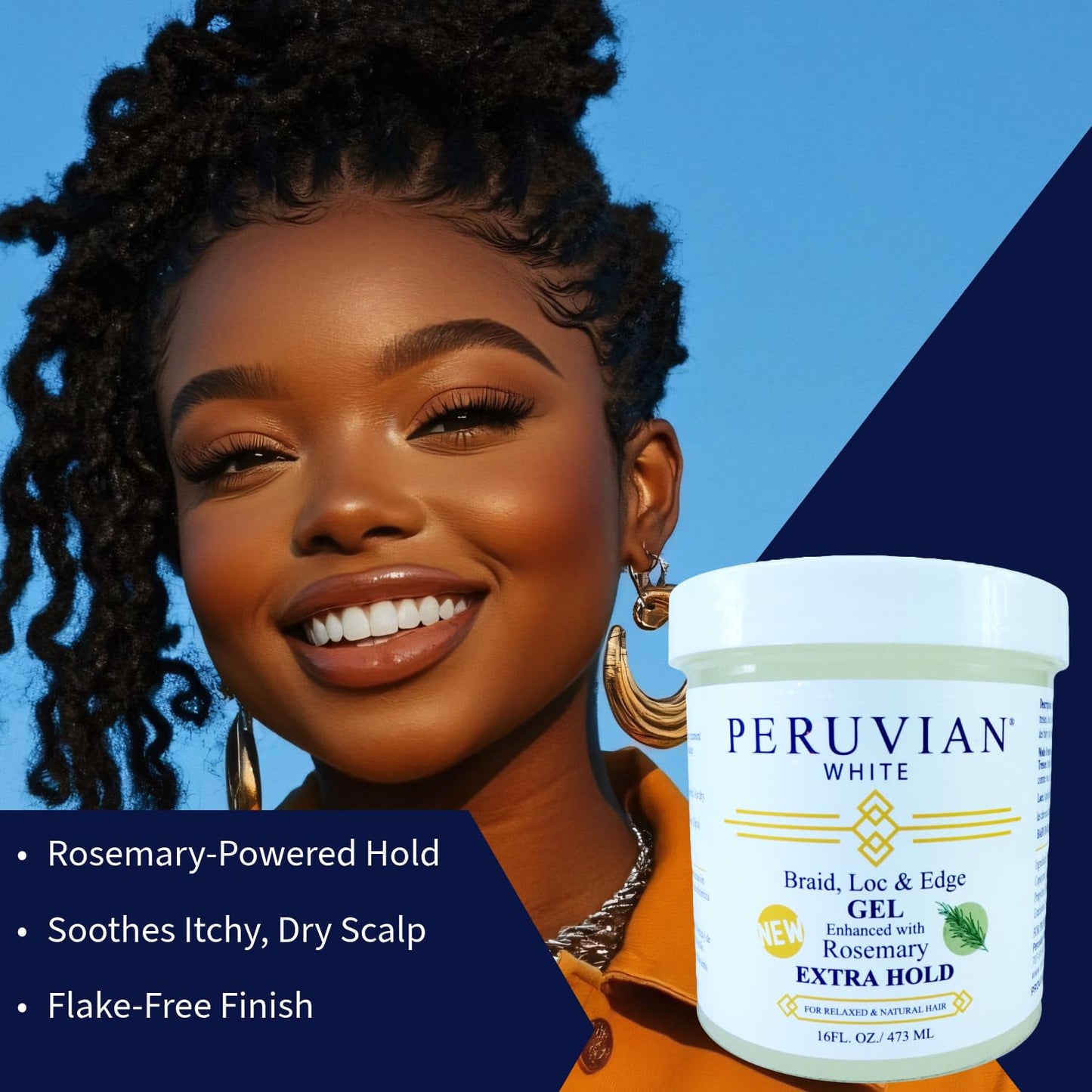Peruvian white Braid, Loc, and Edge Gel EXTRA HOLD for Relaxed & Natural Hair, 16 oz. (Rosemary) Beauty & Personal Care Peruvian white