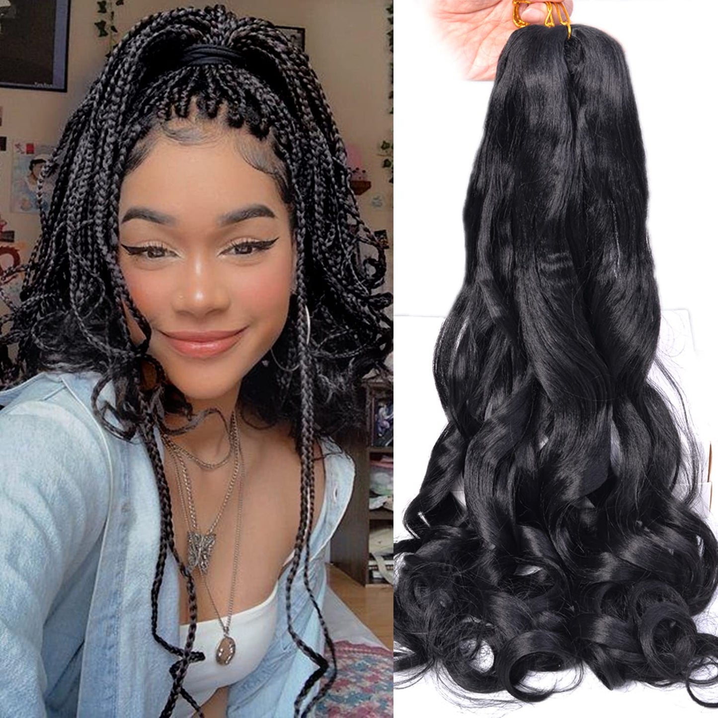 French Curls Braiding Hair 24Inch Curly Braiding Hair Pre Stretched 8 Packs Beauty and Personal Care Luoyudu Default Title