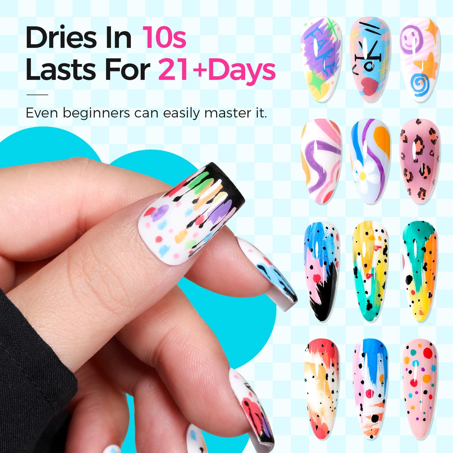 6 Color 3D Nail Art Pens Set, 0.7MM Nail Polish Pens Quick-Drying Acrylic Paint Markers, DIY Nail Design for Dotting Drawing Painting Liner, Home Beauty and Personal Care GELLAKTIK