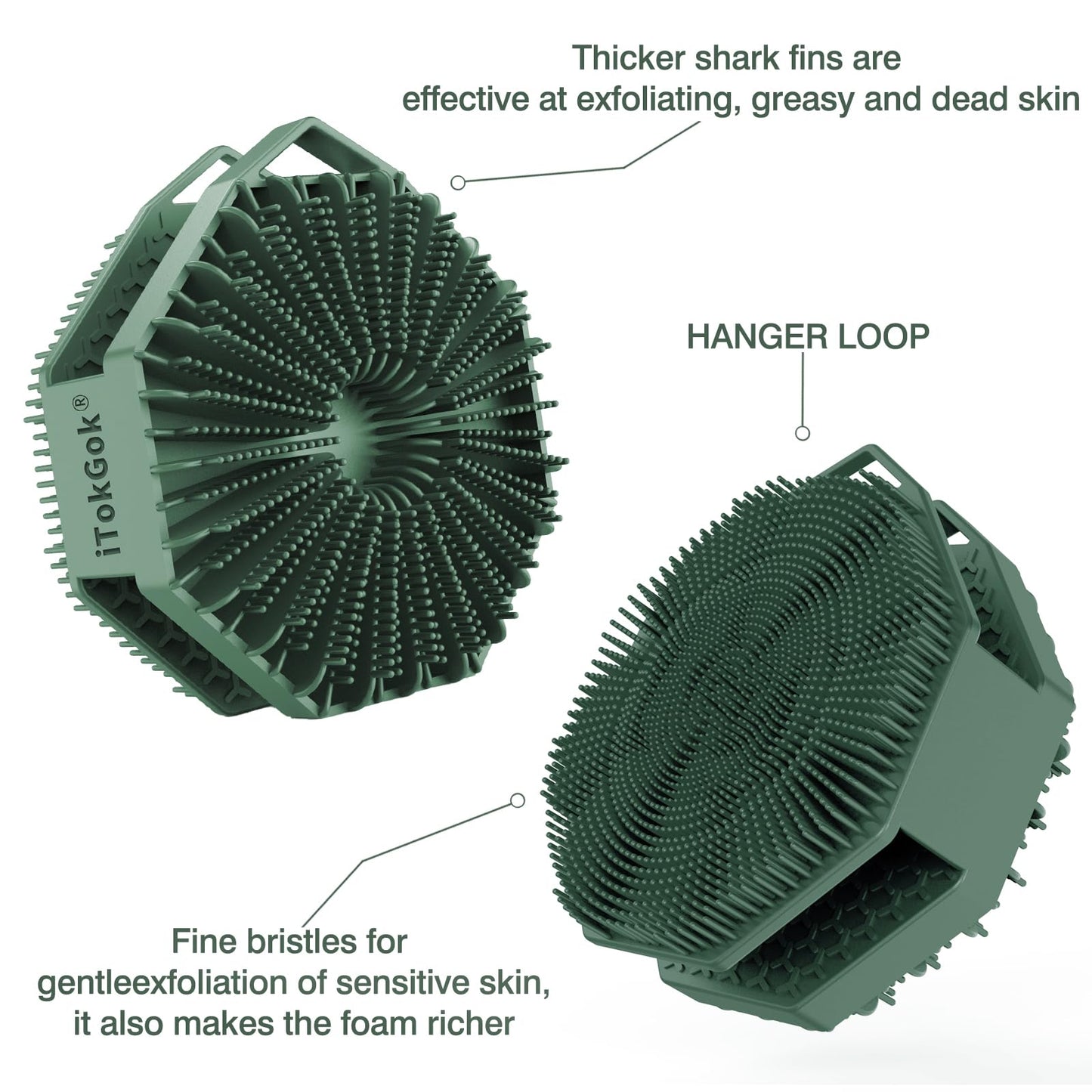 iTokGok® Premium 2-in-1 Silver-Infused Silicone Body Scrubber for Men, Double-Sided Design Body Brush Silicone Body Scrubber Exfoliating Body Brushes Beauty and Personal Care iTOKGOK
