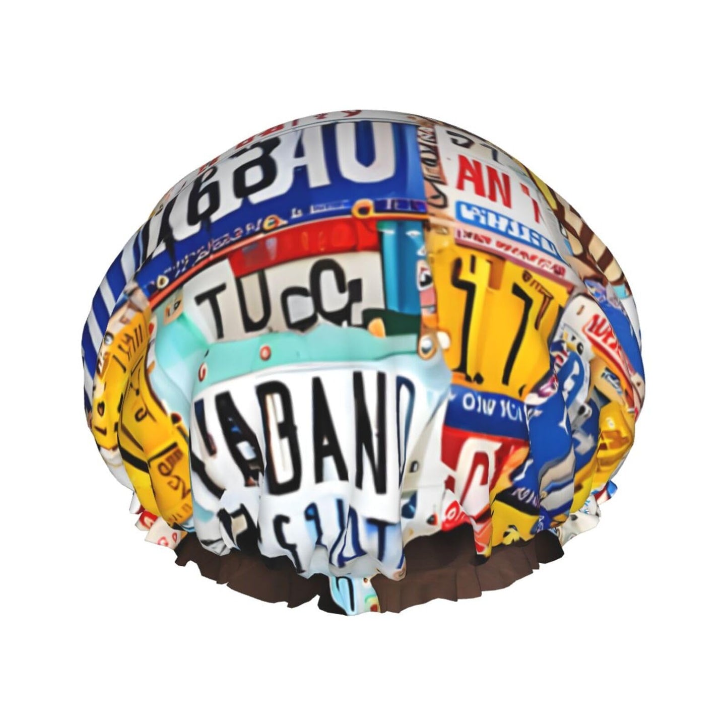 License Plate Map Printed Double Layer Lined Shower Cap,Shower Caps For Women Reusable Beauty and Personal Care BEIVGOXL