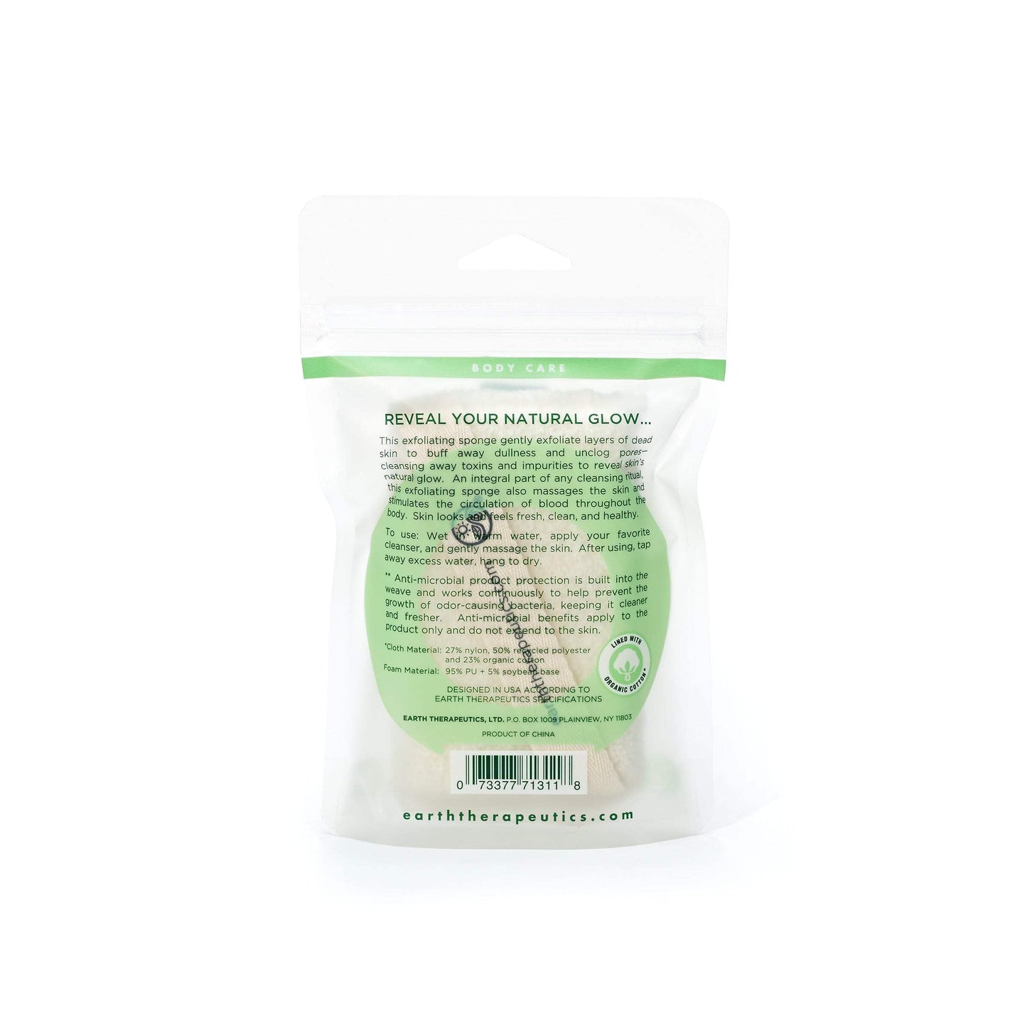 Earth Therapeutics Cotton Exfoliating Hydro Sponge - Rectangular Beauty and Personal Care Earth Therapeutics