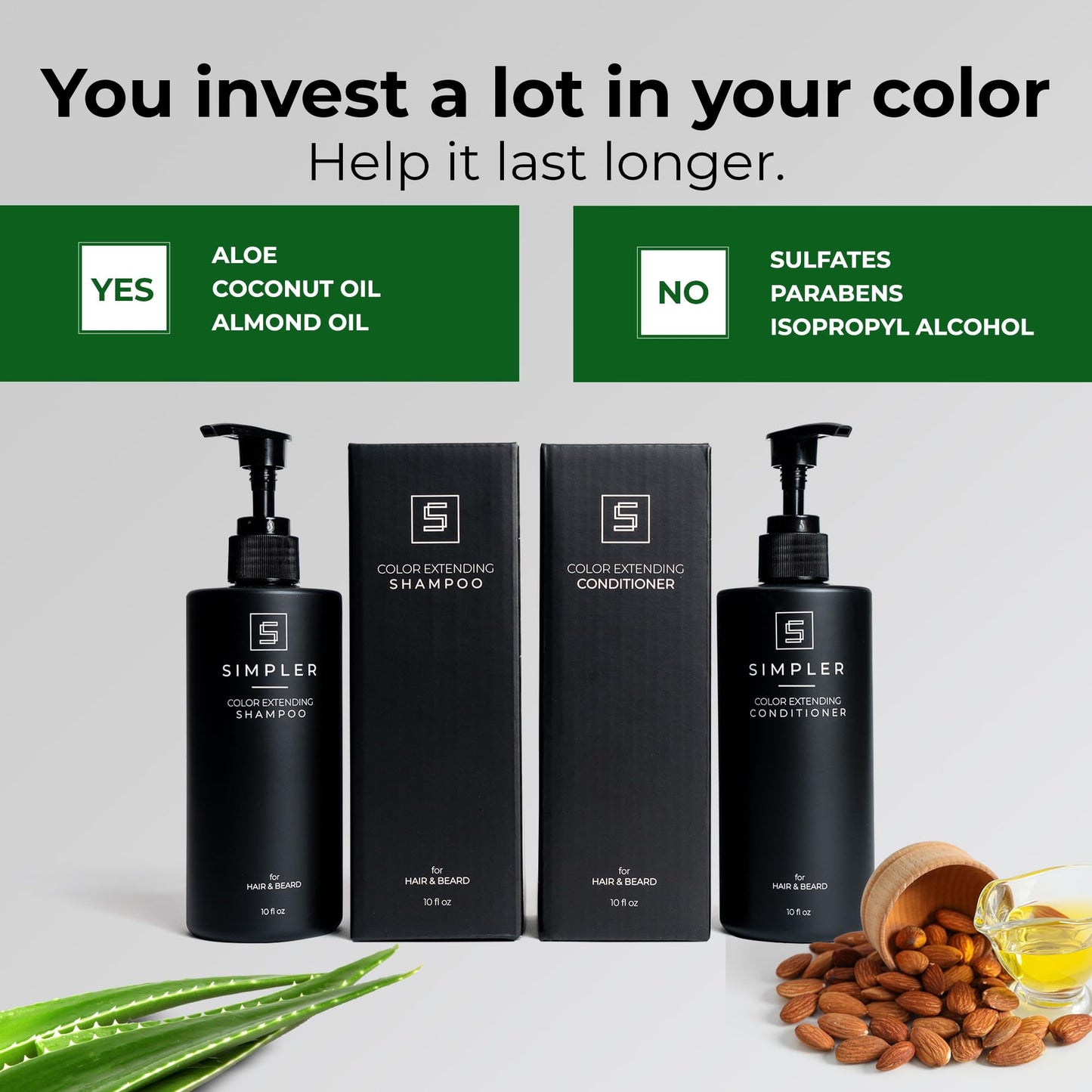 Simpler Color Protecting Shampoo And Conditioner for Men (Sweet Agave Scented) - Dye & Sulfate Free Shampoo for Color Treated Hair & Beard - Hair Beauty & Personal Care SIMPLER HAIR COLOR