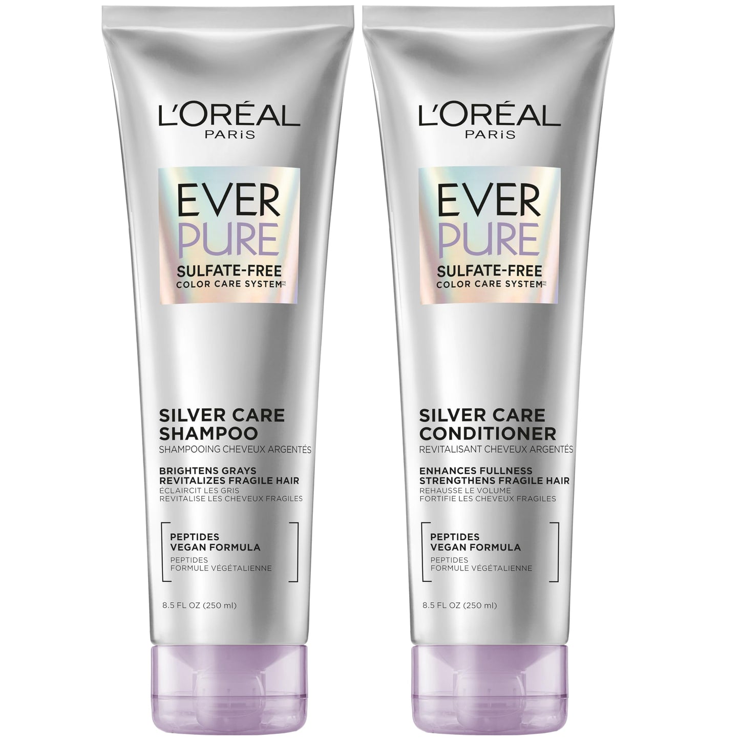 L'Oreal Paris EverPure Silver Care Sulfate Free Shampoo and Conditioner Set, Nourishing Vegan Formula with Peptides for Brightening Gray Hair, 1 Kit Beauty & Personal Care L'Oreal Paris