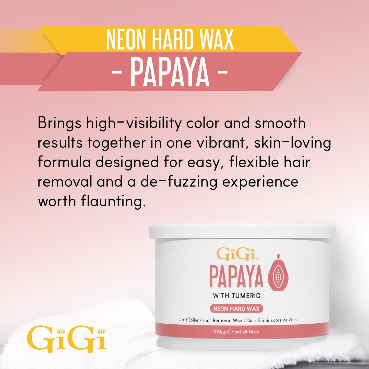 Gigi Neon Hard Wax - Papaya, Stripless Wax for Hair Removal, Ideal for Sensitive Skin, 14 Oz Beauty and Personal Care GIGI
