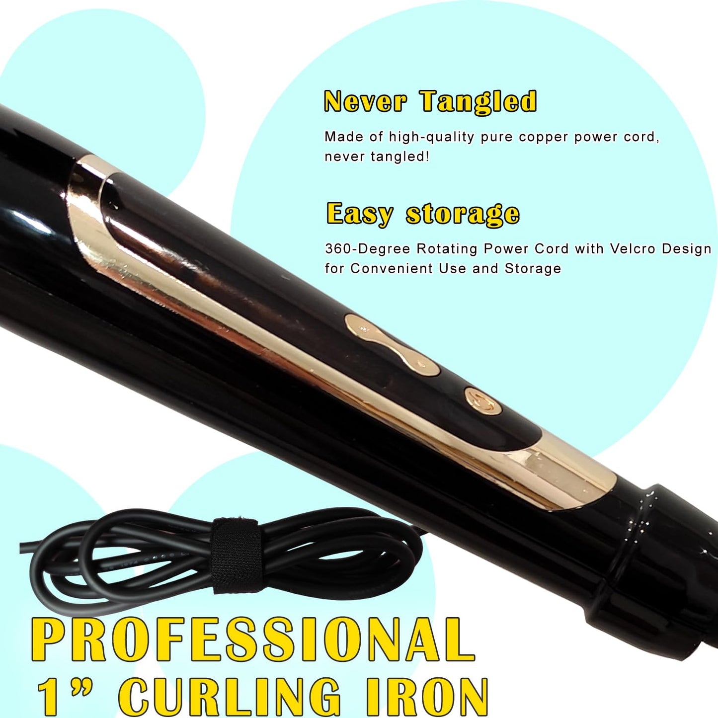 abp 1 Inch Curling Iron Extra Long Barrel with Ceramic Coating for Long/Medium Hair,LED Display Instant Heat up to 450°F with clamp,Hair Waving Style Beauty and Personal Care abp