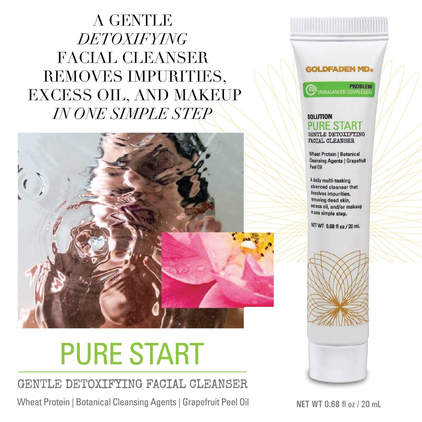 GOLDFADEN MD Pure Start Gentle Detoxifying Natural Facial Cleanser Grapefruit Peel Oil, Organic Red Tea Extract, Seaweed Extract, Rose Hip Seed Oil Beauty & Personal Care GOLDFADEN MD