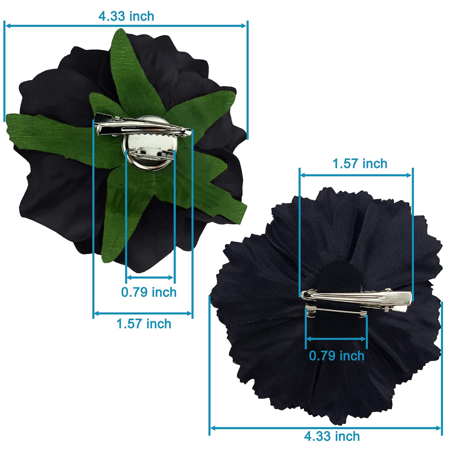 Large Floral Hair Accessory Set - Includes 4 Peony and 4 Rose Barrette Hair Clips for Flamenco Dance, Beach Party, Wedding (Black) Beauty & Personal Care BETITETO